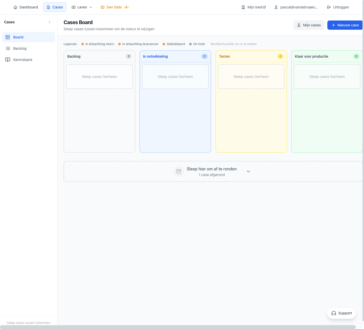 Cases Kanban Board with statuses